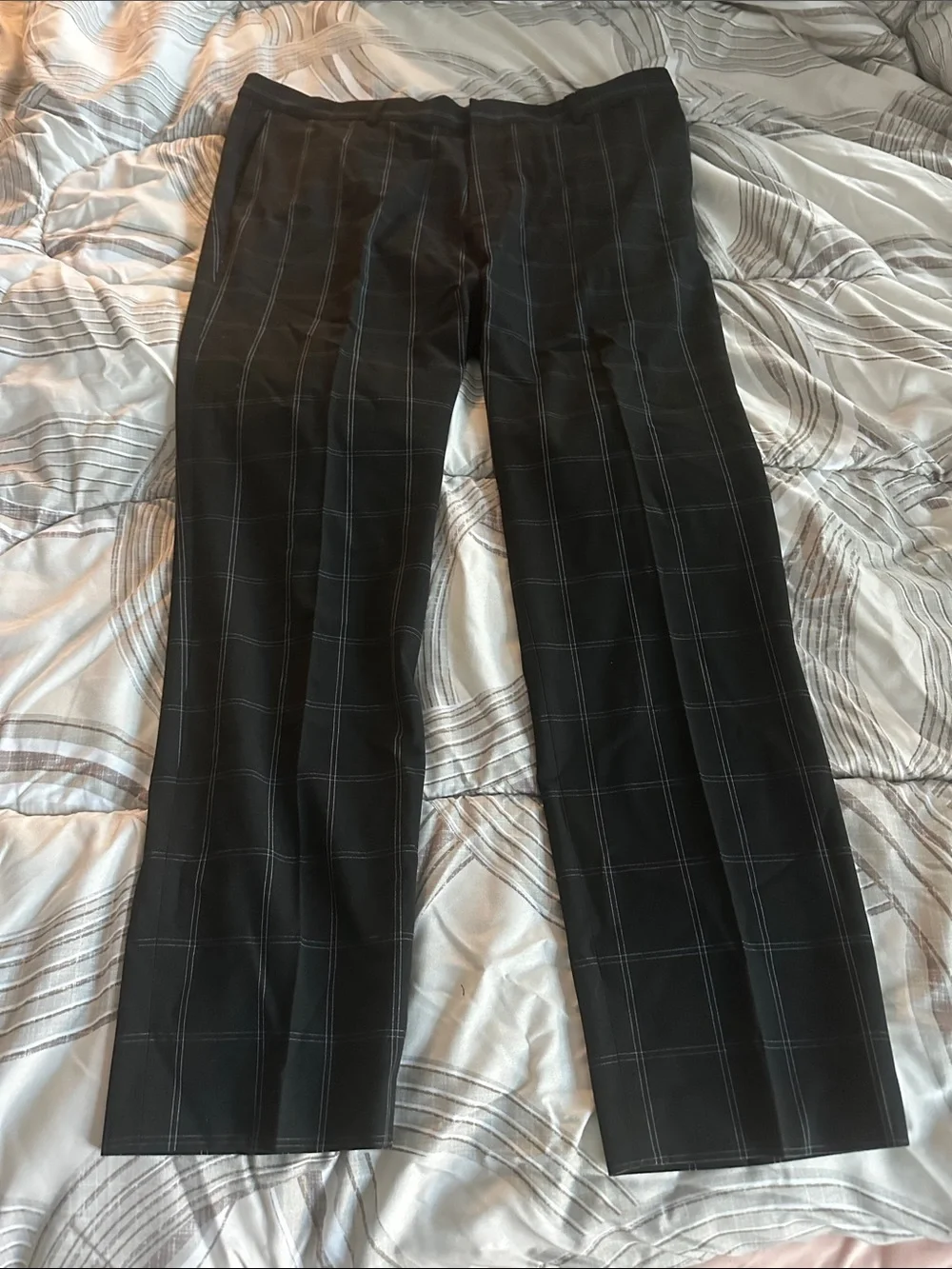 H&M Black Pinstripe Windowpane Dress Pants